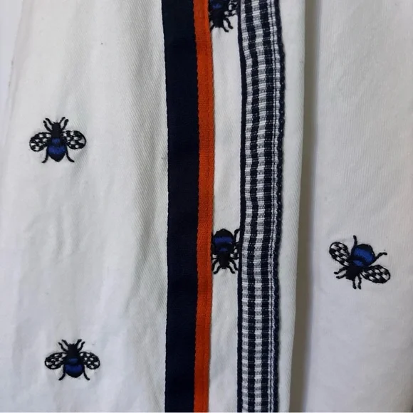 Anthropologie Navy & White Cropped Wide-Leg Pants with Side Stripe - Picture 3 of 8